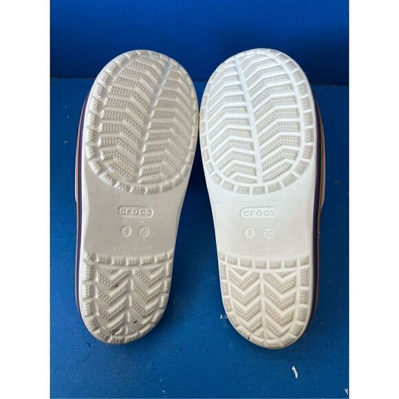 Crocs Crocband III white Rainbow Slide Sandal, 8 US Men and 10 women - Picture 4 of 6